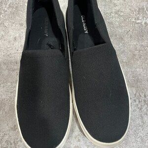 Old Navy Black Sneakers Womens Slip On Round Toe Canvas Comfort Shoes Sz 7